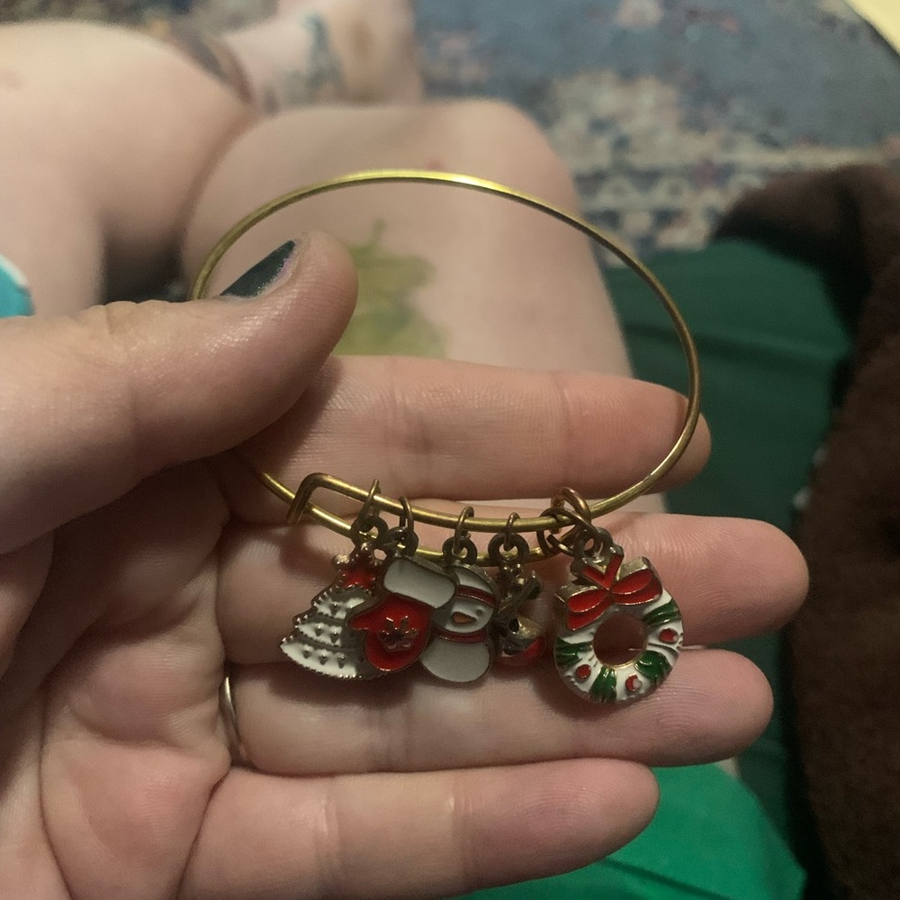 Gold Bangle with Festive Charms